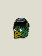 Green Kappa enamel pin with black nickel finish