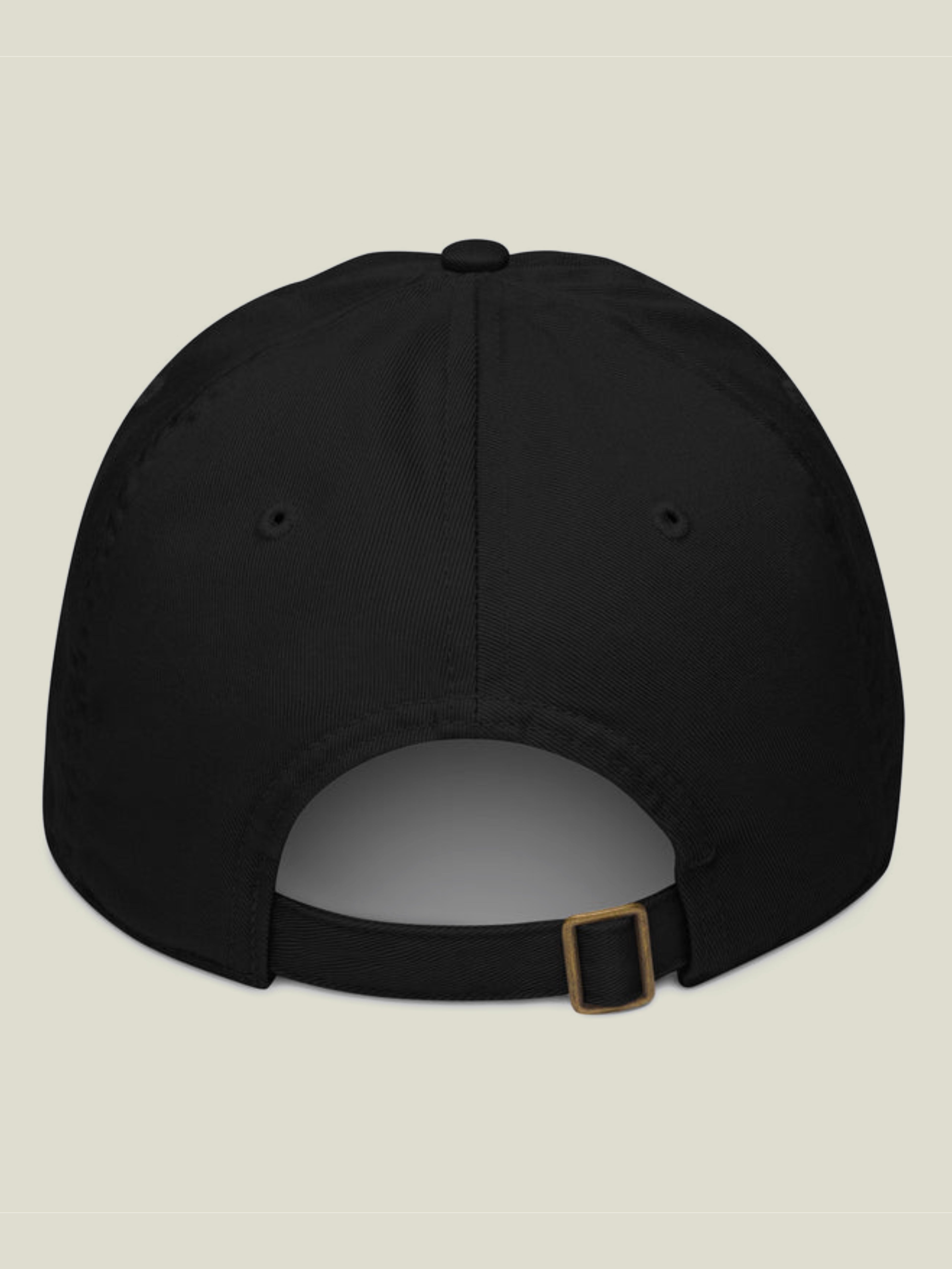 Black Kokoro dad hat showning adjustable back strap